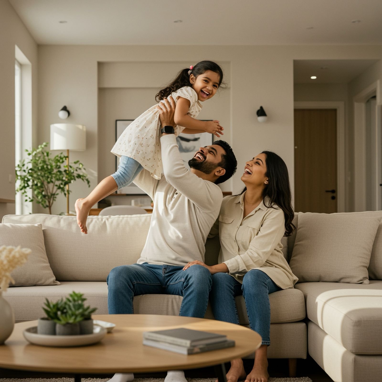 Happy family in a VSR constructed home